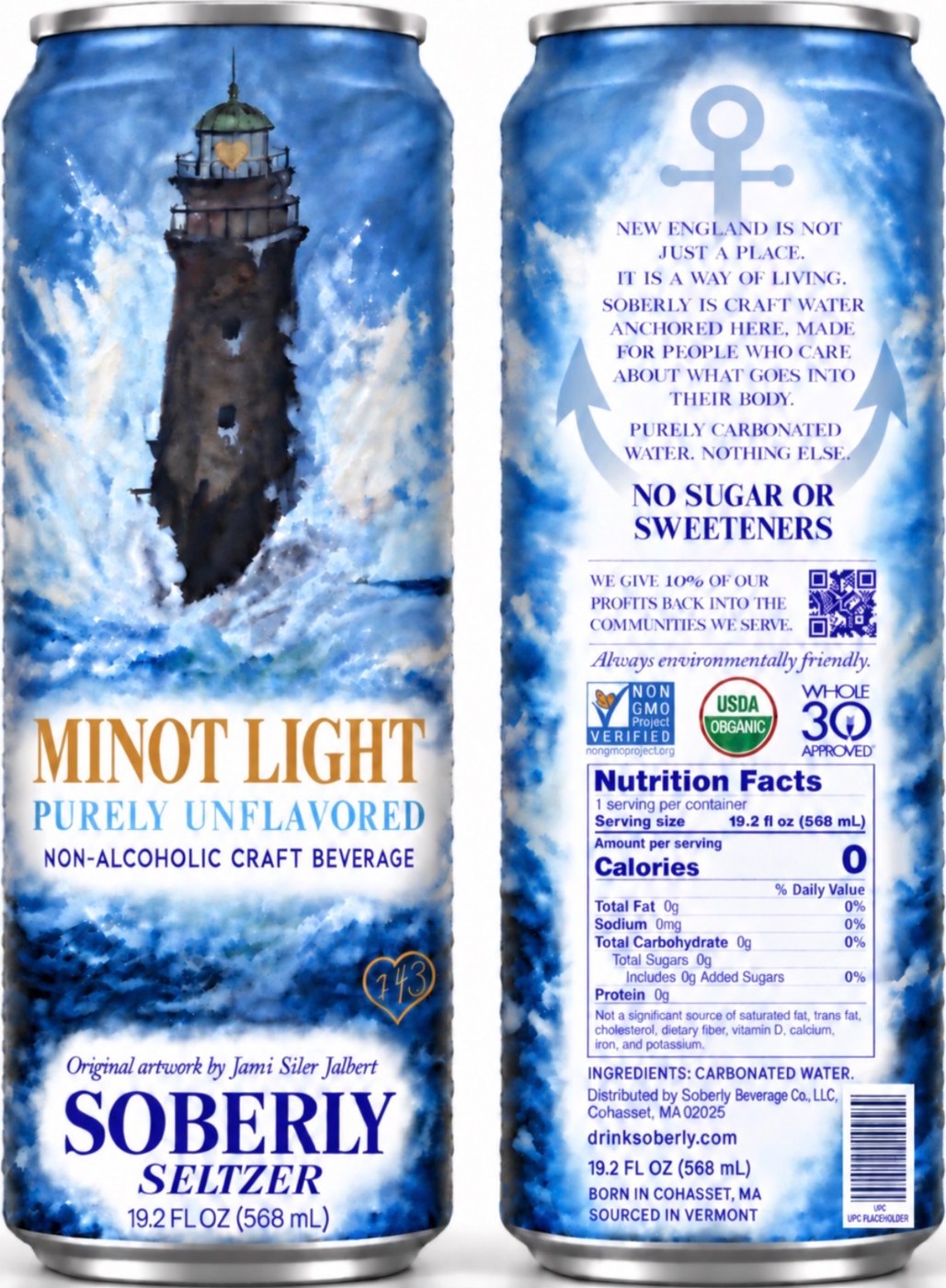 Minot Light Purely Unflavored Soberly Seltzer