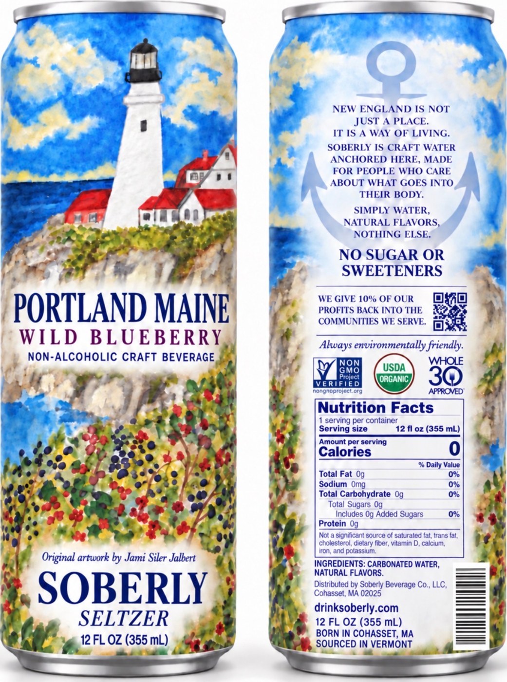 Portland Maine Wild Blueberry Soberly Seltzer