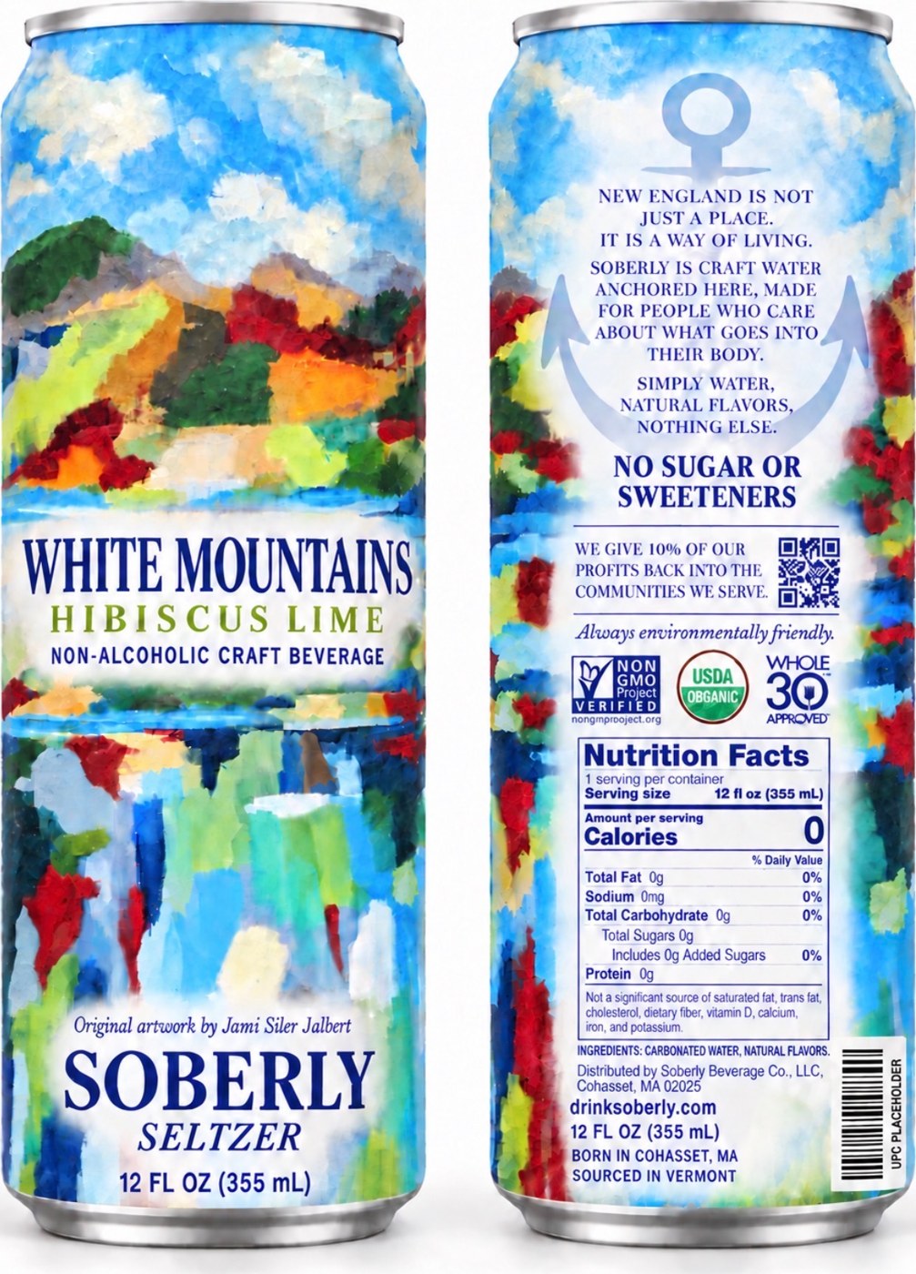 White Mountains Hibiscus Lime Soberly Seltzer